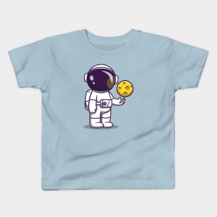 Astronaut With Moon Ball Cartoon Kids T-Shirt